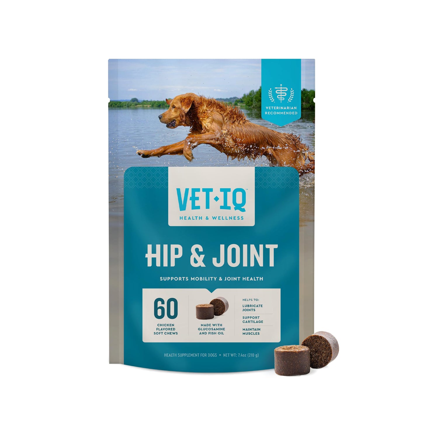 VetIQ Glucosamine Hip & Joint Supplement for Dogs, 180 Soft Chews, Dog Joint Support Supplement with MSM and Krill, Dog Health Supplies Large & Small Breed, Chicken Flavored Chewables