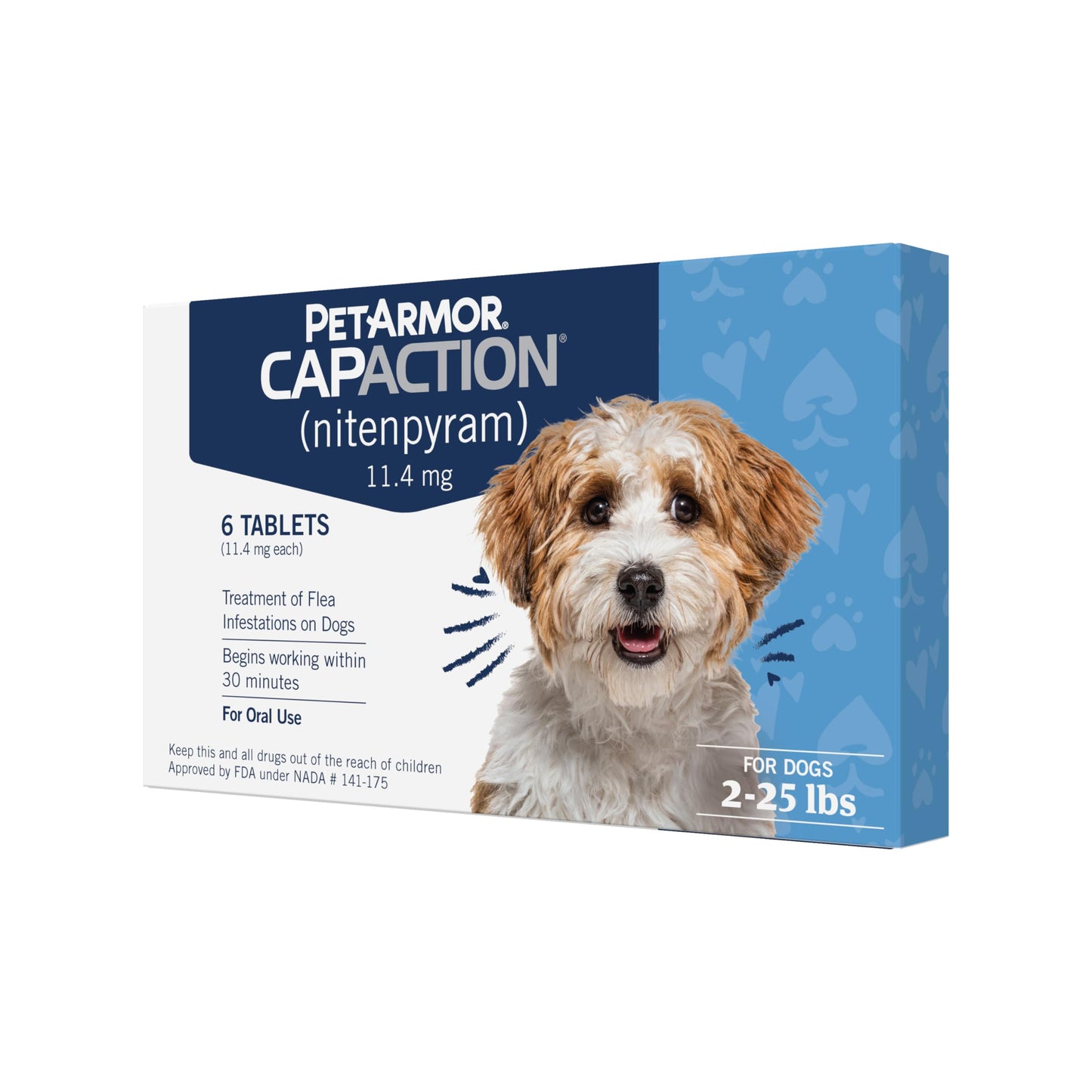 PetArmor CAPACTION (nitenpyram) Oral Flea Treatment for Dogs, Fast Acting Tablets Start Killing Fleas in 30 Minutes, Dogs Over 25 lbs, 6 Doses (Pack of 1) (Packaging May Vary)