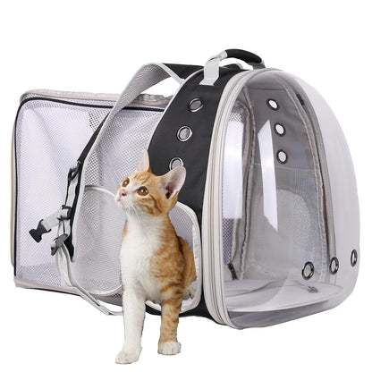 Back Expandable Cat Backpack Carrier, Fit up to 12 lbs, Space Capsule Bubble Window Pet Carrier Backpack for Cat and Small Puppy