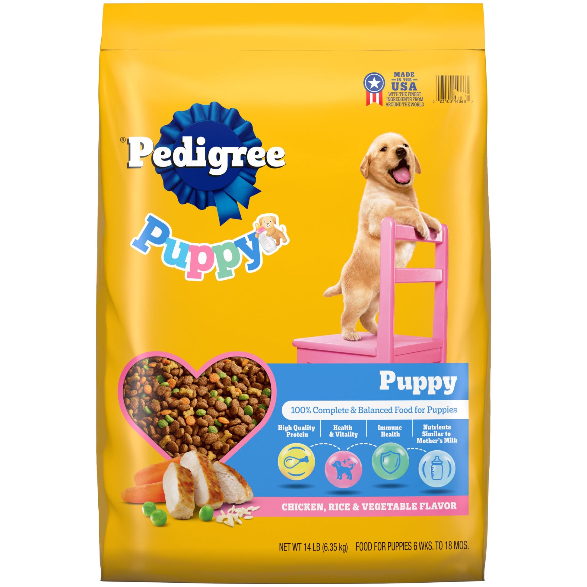 Pedigree Puppy Dry Puppy Food, Grilled Steak and Vegetable Flavor, 14 lb. Bag