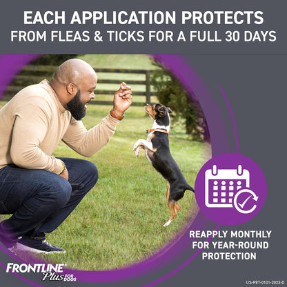 Frontline Plus Flea and Tick Treatment for Large Dogs Up to 45 to 88 lbs. 3 Treatments