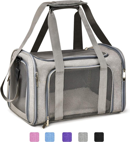 Cat, Dog Carrier for Small Medium Cats Puppies up to 15 Lbs, TSA Airline Approved Carrier Soft Sided, Collapsible Travel Puppy Carrier - Grey