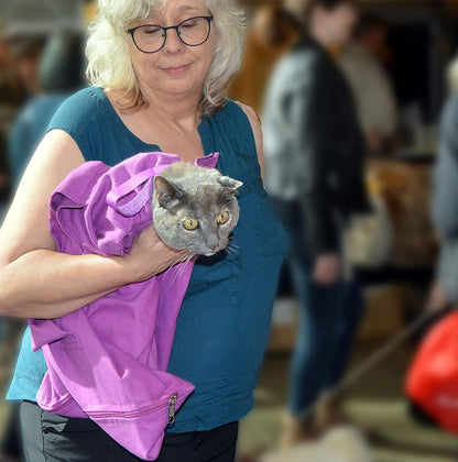 Cozy Comfort Carrier - Large Lavender Cat Carrier Soft, Cat Restraint Bag and Cat Sling Carrier for Grooming, Vet Visits, Medication Administration, Dental Care, and Nail Trimming