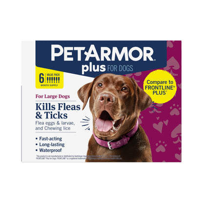 PetArmor Plus Flea and Tick Prevention for Dogs, Dog Flea and Tick Treatment, 3 Doses, Waterproof Topical, Fast Acting, Small Dogs (5-22 lbs)