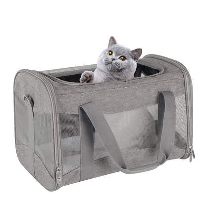 Cat Carrying Case Pet Dog Carrier Soft-Sided Cat Bag Airline Approved, Pet Travel Carrier Up to 15 Lbs, Collapsible Cat Carrier Dog Carrier for Medium Cats Small Cats Dogs(17x11x11 Green)