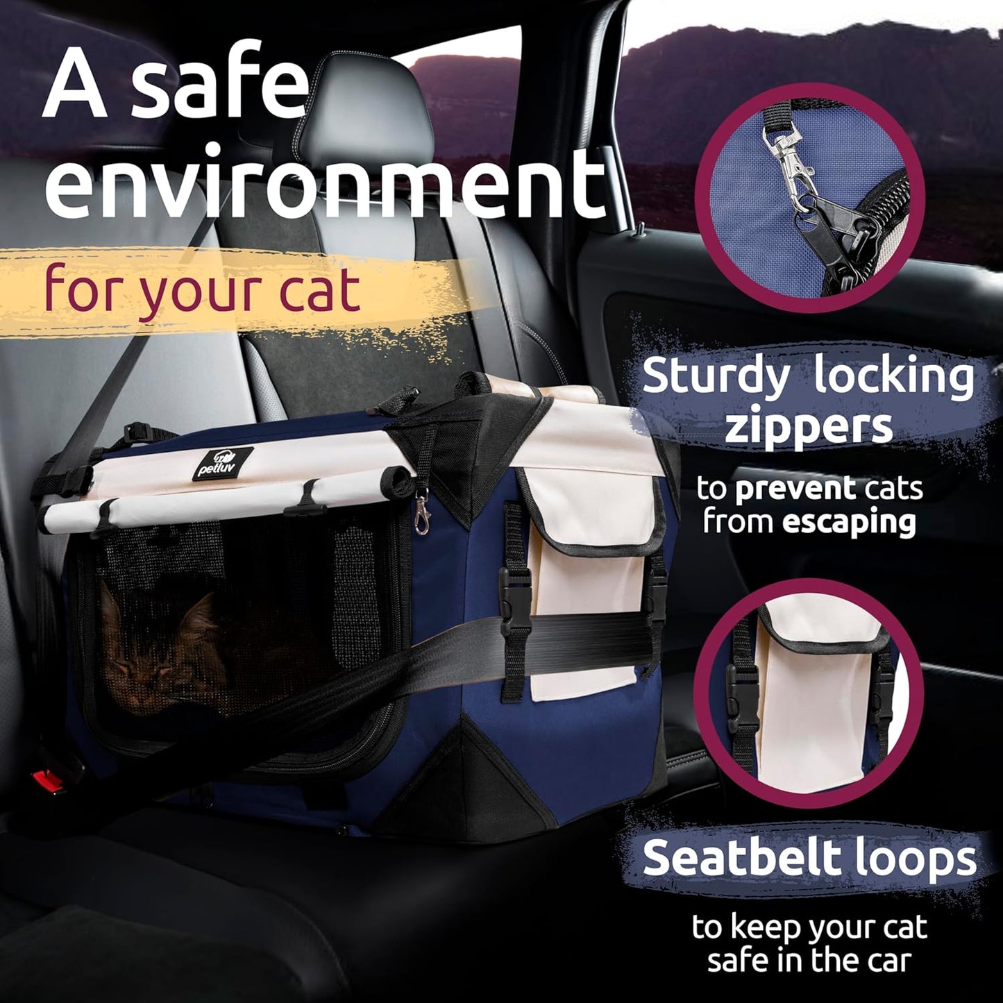 Large Cat Carrier & Dog Carrier for 2 Cats or Medium Dog. Soft Sided Pet Carrier for Travel. Collapsible, Portable Cat Bag with Soft Bed, Top & Side Loading, Locking Zippers, Puppy Crate & Cat Kennel