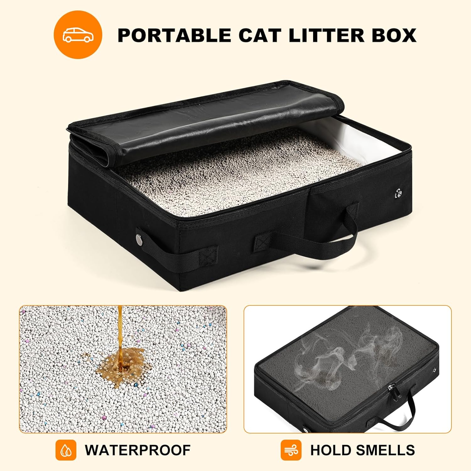 20 x 14 x 14 Expandable cat car Travel Carrier for 1 Small-Medium cat,with a Portable Leakproof Small cat Litter Box