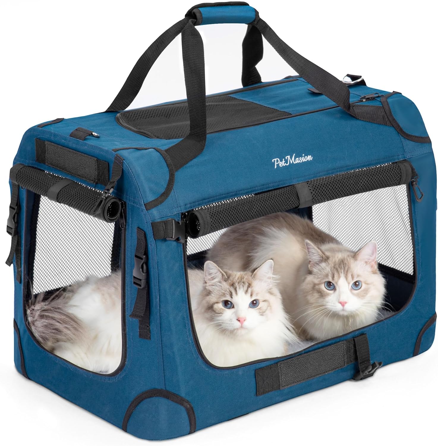 Extra Large Cat Carrier for 2 Cats, Collapsible Soft Sided Pet XL Crate for Large Mudium Big Cat 20lbs+, Car Travel Portable Bag for Long Trips Ride 24"x16.5"x16.5"