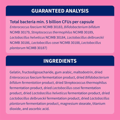 Nutramax Proviable Digestive Health Supplement Multi-Strain Probiotics and Prebiotics for Cats and Dogs - With 7 Strains of Bacteria, 30 Capsules