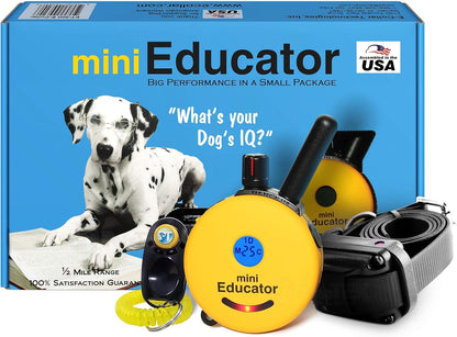 E-Collar - ET-300-1/2 Mile Remote Waterproof Trainer Mini Educator Remote Training Collar - 100 Training Levels Plus Vibration and Sound - Includes PetsTEK Dog Training Clicker