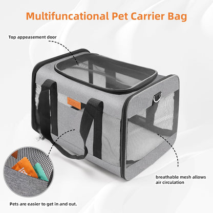 YUNIQUE Cat, Dog Carrier,Grey, Soft-Sided Cat Bag Animal Carriers Travel Puppy Carry As a Toy of Fabric Pet Home (Grey)