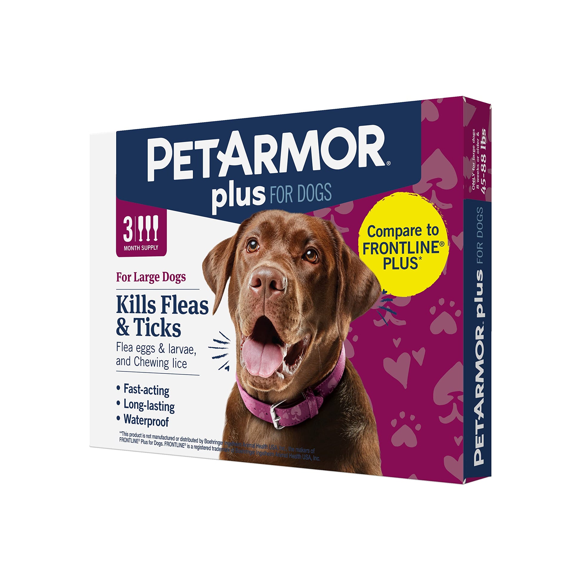 PetArmor Plus Flea and Tick Prevention for Dogs, Dog Flea and Tick Treatment, 3 Doses, Waterproof Topical, Fast Acting, Small Dogs (5-22 lbs)