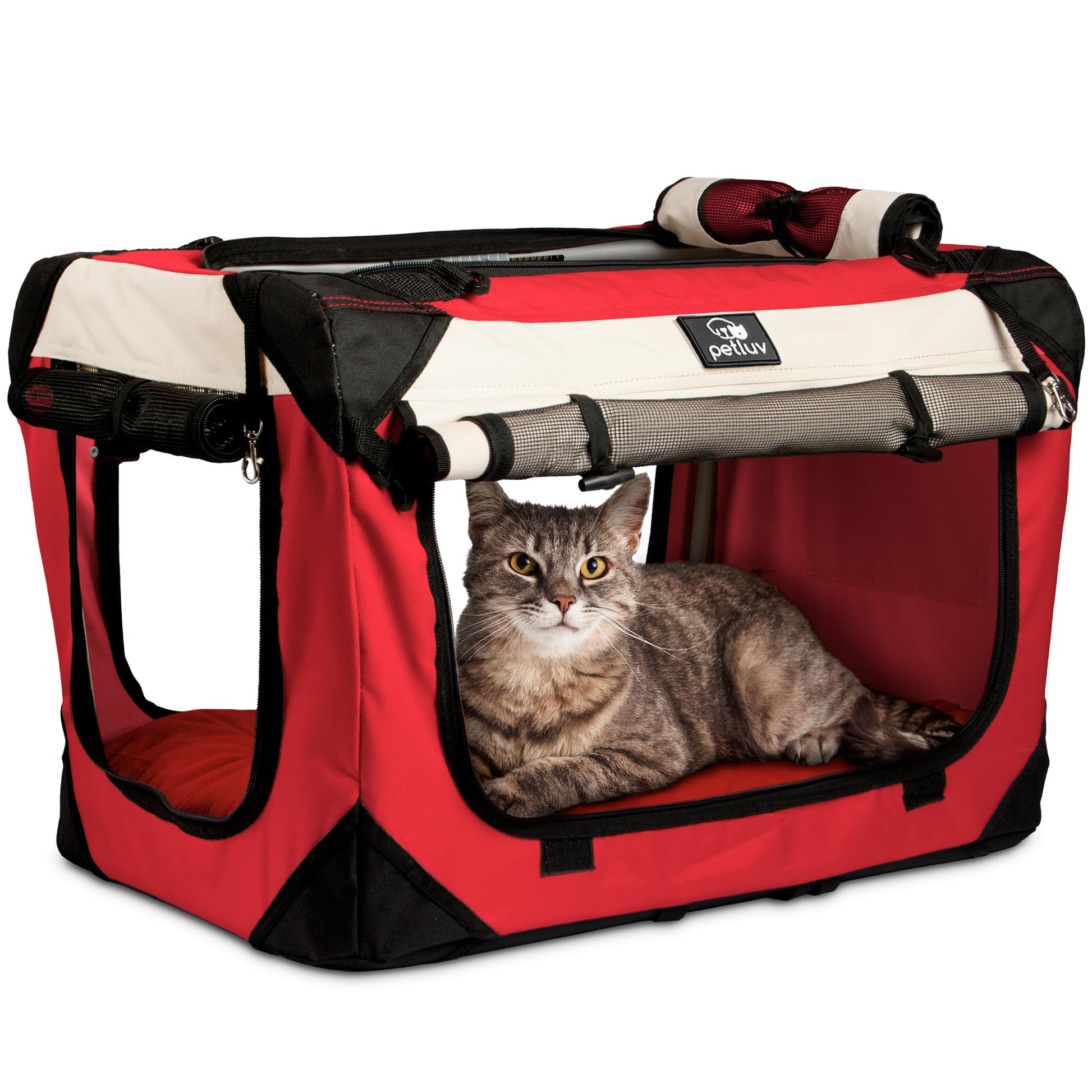 Large Cat Carrier & Dog Carrier for 2 Cats or Medium Dog. Soft Sided Pet Carrier for Travel. Collapsible, Portable Cat Bag with Soft Bed, Top & Side Loading, Locking Zippers, Puppy Crate & Cat Kennel