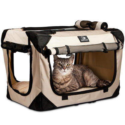 Large Cat Carrier & Dog Carrier for 2 Cats or Medium Dog. Soft Sided Pet Carrier for Travel. Collapsible, Portable Cat Bag with Soft Bed, Top & Side Loading, Locking Zippers, Puppy Crate & Cat Kennel