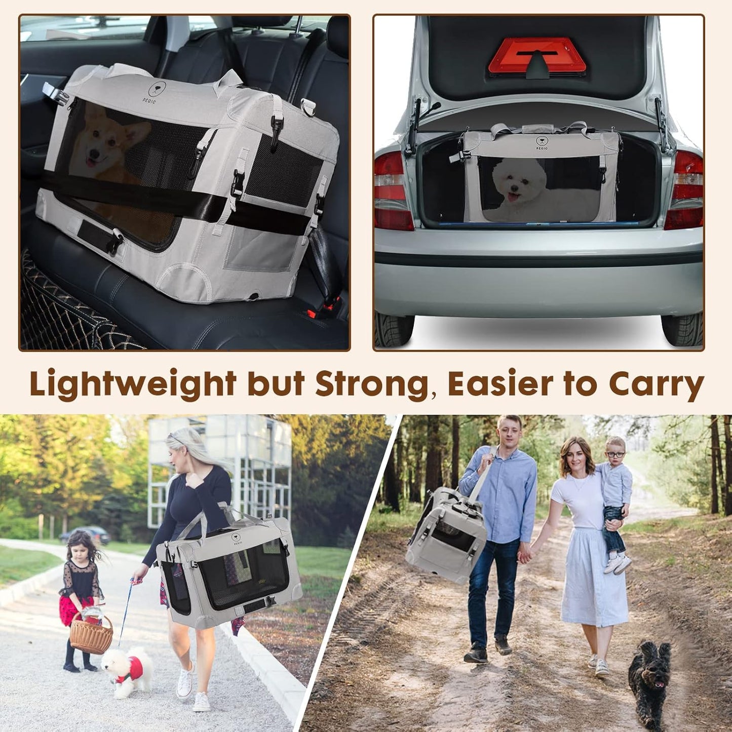 Extra Large Cat Carrier for 2 Cats, Portable Soft Sided Large Pet Carrier for Traveling, Indoor and Outdoor Uses, 24"×16"×16"