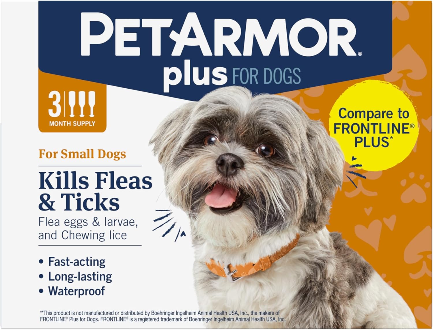 PetArmor Plus Flea and Tick Prevention for Dogs, Dog Flea and Tick Treatment, 3 Doses, Waterproof Topical, Fast Acting, Small Dogs (5-22 lbs)