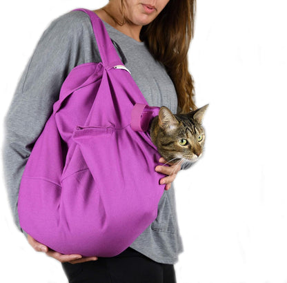 Cozy Comfort Carrier - Large Lavender Cat Carrier Soft, Cat Restraint Bag and Cat Sling Carrier for Grooming, Vet Visits, Medication Administration, Dental Care, and Nail Trimming