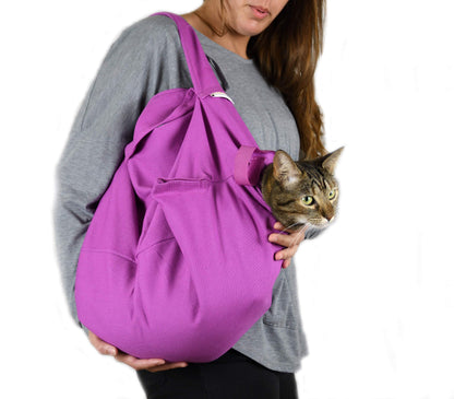 Cozy Comfort Carrier - Large Lavender Cat Carrier Soft, Cat Restraint Bag and Cat Sling Carrier for Grooming, Vet Visits, Medication Administration, Dental Care, and Nail Trimming