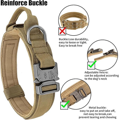 Tactical Dog Collar – Adjustable Military Nylon Collar with Heavy-Duty Metal Buckle & Handle - LukkyDeals