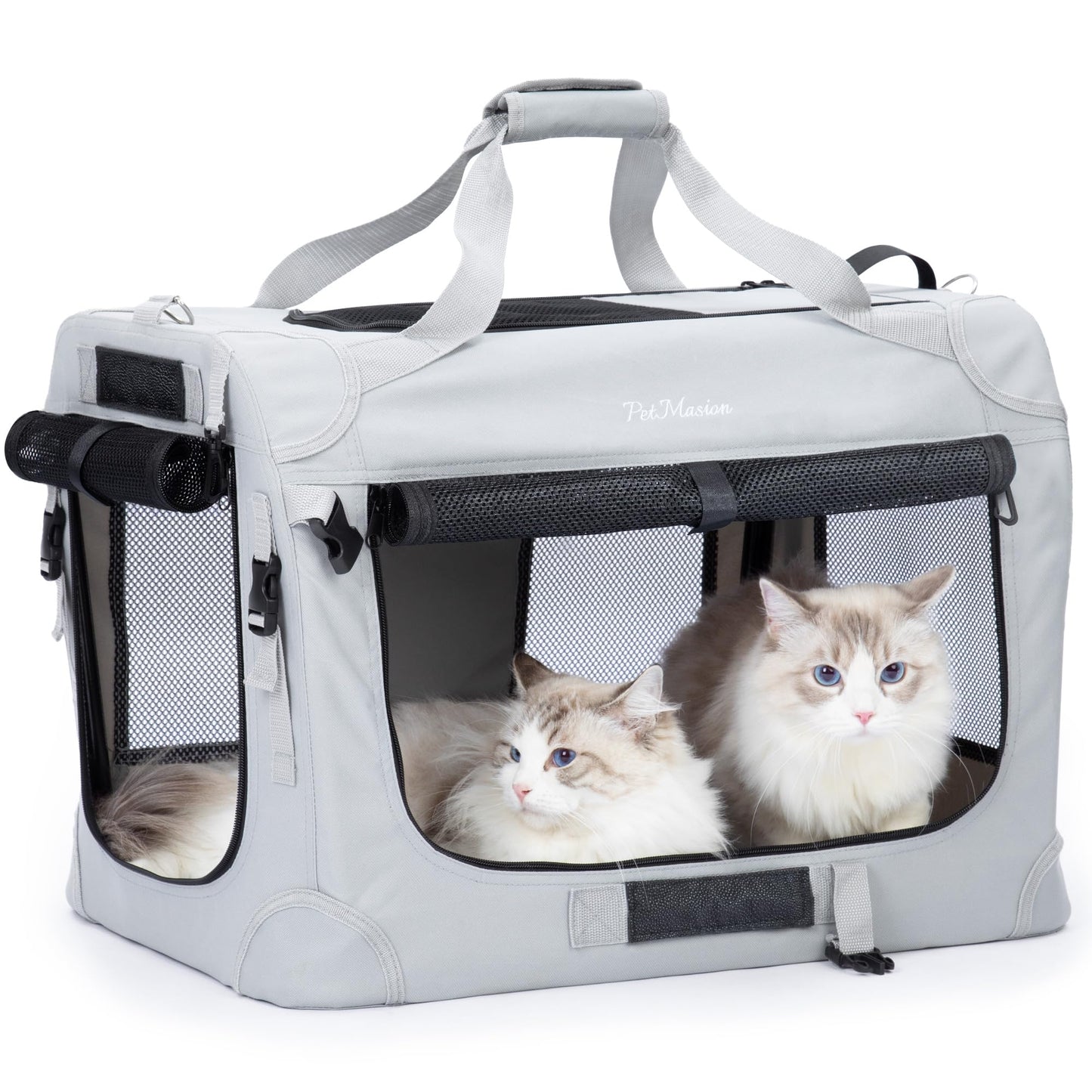 Extra Large Cat Carrier for 2 Cats, Collapsible Soft Sided Pet XL Crate for Large Mudium Big Cat 20lbs+, Car Travel Portable Bag for Long Trips Ride 24"x16.5"x16.5"