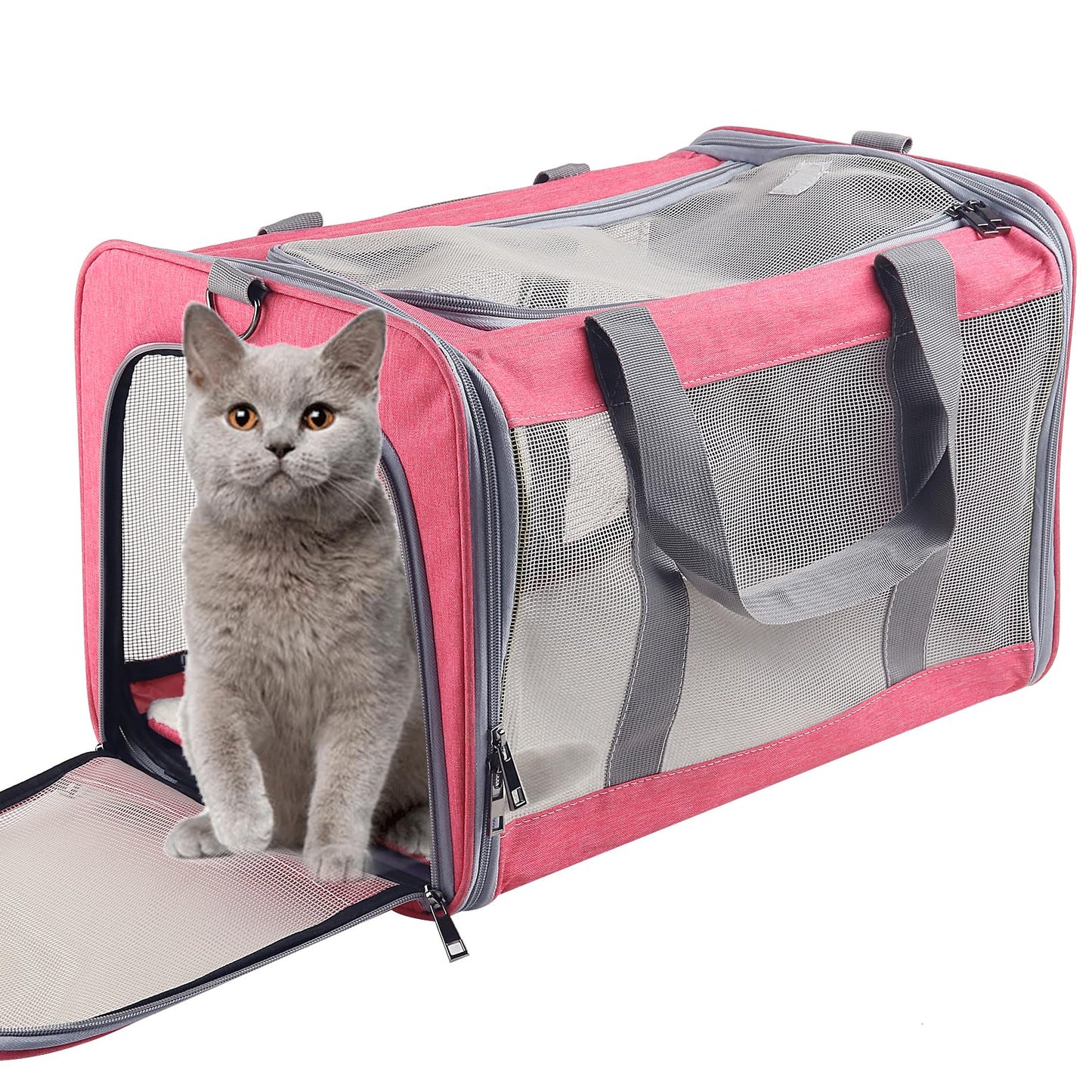 Cat Carrier for Small Cat Pet Carrier for Large and Medium Cat Puppies Portable Cat Carrier Soft Pet Travel Carrier for Cats Cat Bag Carrier Airline Approved Cat Carrier(Large Blue)