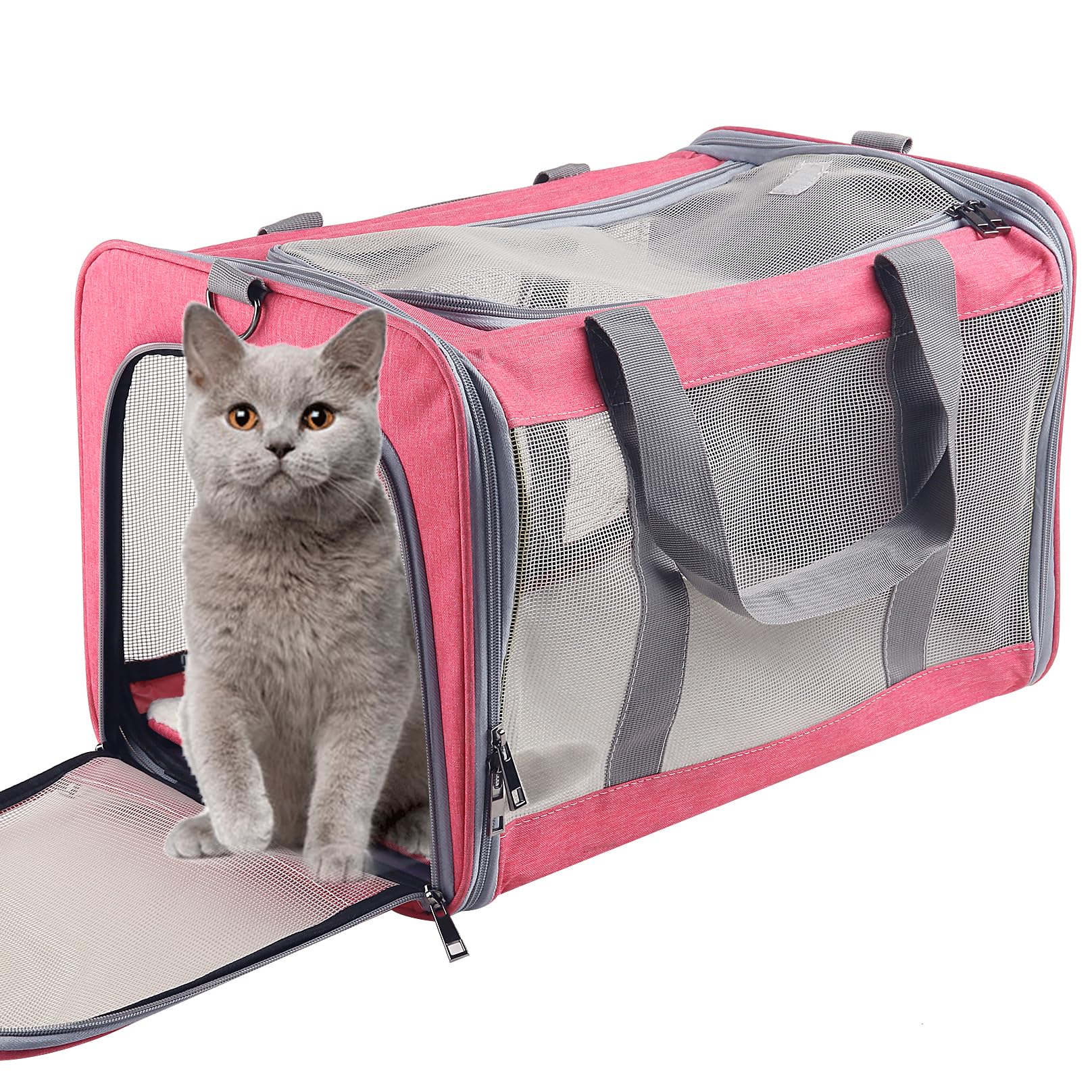 Cat Carrier for Small Cat Pet Carrier for Large and Medium Cat Puppies Portable Cat Carrier Soft Pet Travel Carrier for Cats Cat Bag Carrier Airline Approved Cat Carrier(Large Blue)