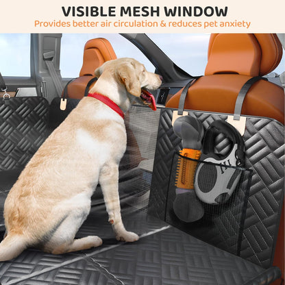 Dog Car Seat Cover for Back Seat, Hard Bottom Back Seat Extender for Dogs - Supports 400lbs, Back Seat Pet Cover, Dog Hammock for Car SUV and Trucks