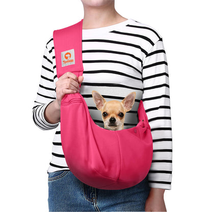 Tomkas Small Dog Sling Carrier - Adjustable Strap & Zip Pocket - Suitable for Puppies (Black) LukkyDeals