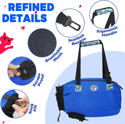 Large Cat Carrier Pouch for Vet Visits, Breathable Cat Sling Carrier for Cutting Nails, Grooming, Travel, Medication, Cat Restraint Bag, Pet Carrier for Cats, Cat Carrier Soft, (Blue,L)