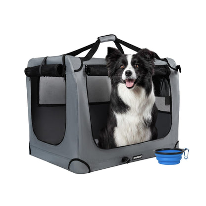 Large Cat Carrier 24"x16.5"x16.5" Portable Dog Crate for Small Medium Dogs Collapsible Traveling Pet Crate with Collapsible Bowl