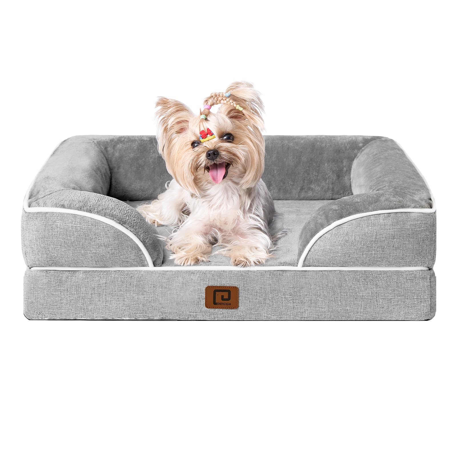 EHEYCIGA Orthopedic Dog Beds for Extra Large Dogs, Waterproof Memory Foam XL Pet Bed with Sides, Non-Slip and Egg-Crate Foam Big Dog Couch Bed with Washable Removable Cover, Grey LukkyDeals