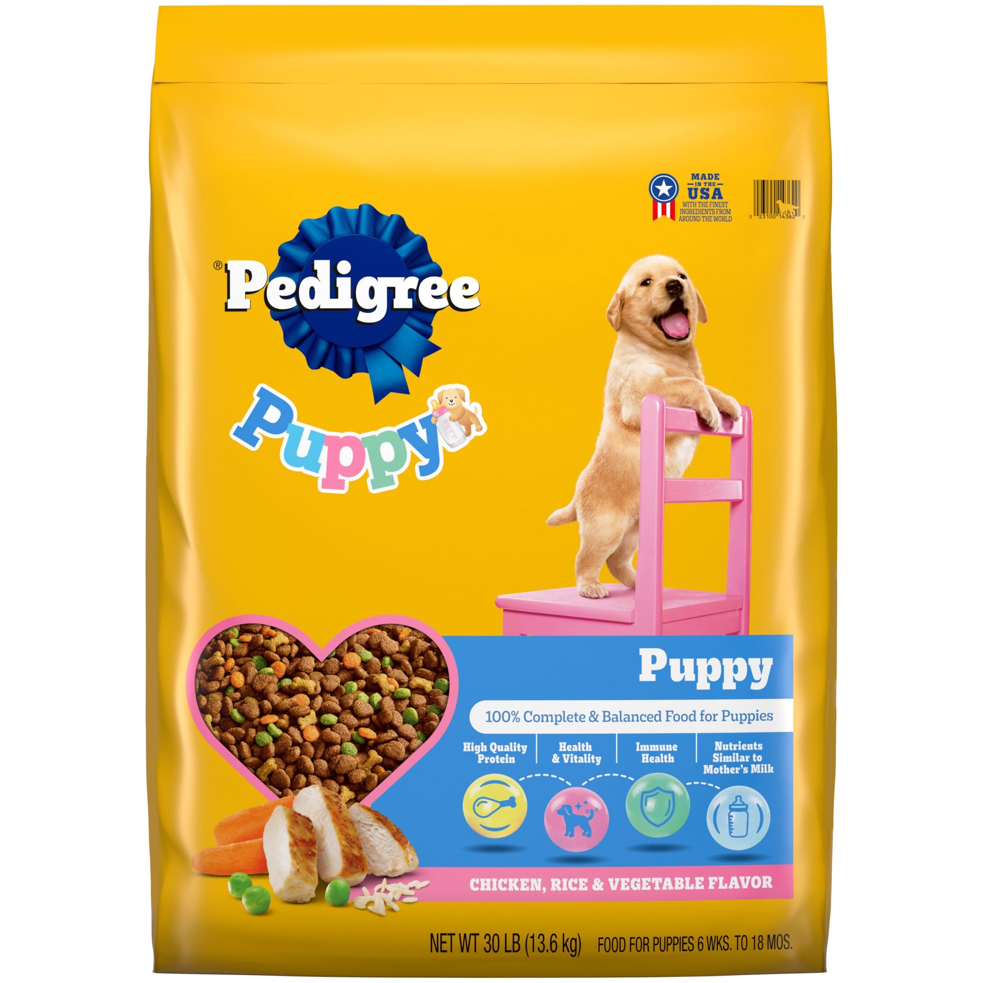 Pedigree Puppy Dry Puppy Food, Grilled Steak and Vegetable Flavor, 14 lb. Bag