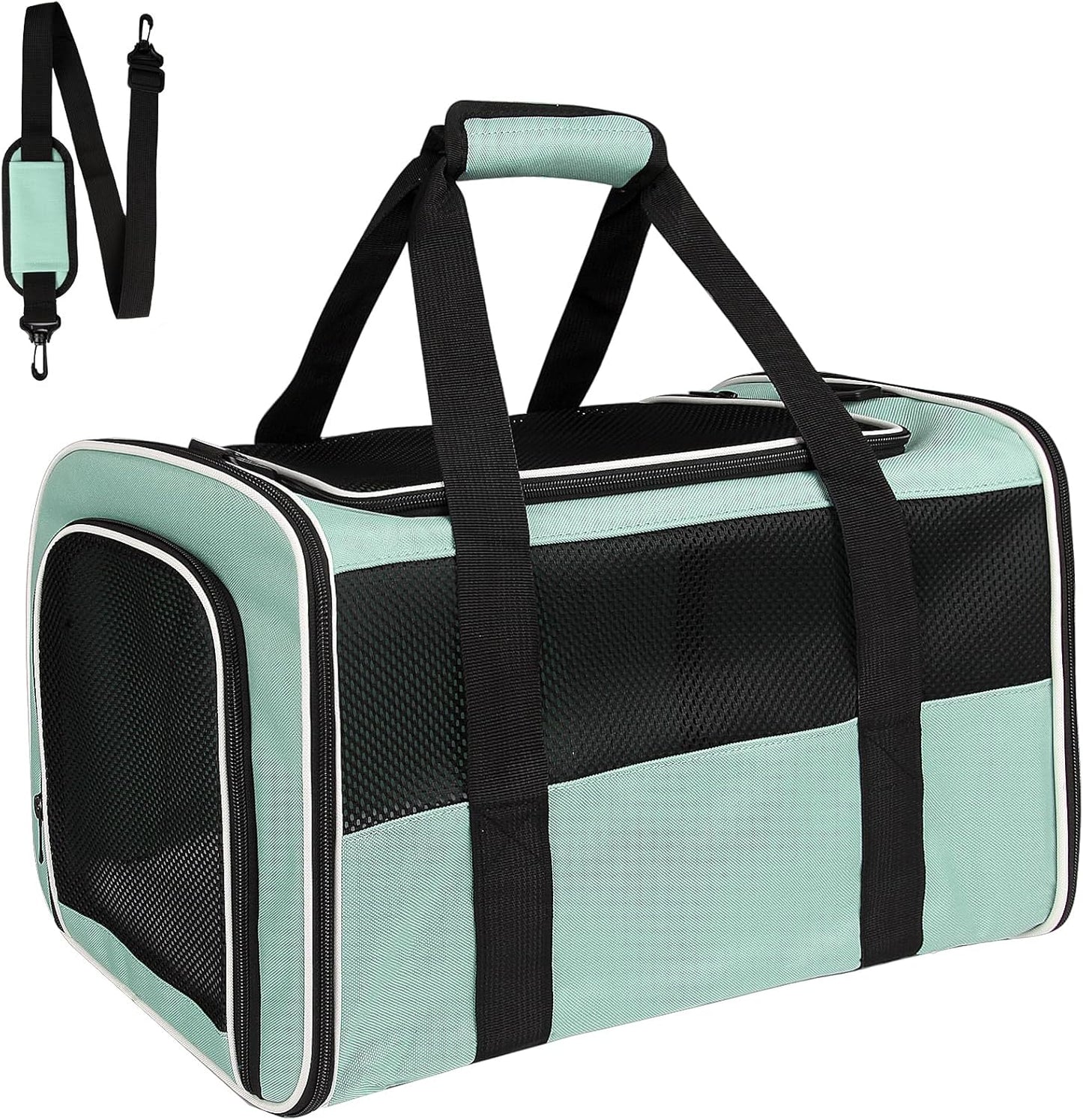 Cat Dog Carriers Soft-Sided, Pet Travel Carrier for Small Cats Dogs Under to15lbs, Soft-Solid Collapsible Carrier,(Medium,Green)