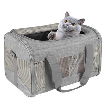 Cat Carrying Case Pet Dog Carrier Soft-Sided Cat Bag Airline Approved, Pet Travel Carrier Up to 15 Lbs, Collapsible Cat Carrier Dog Carrier for Medium Cats Small Cats Dogs(17x11x11 Green)