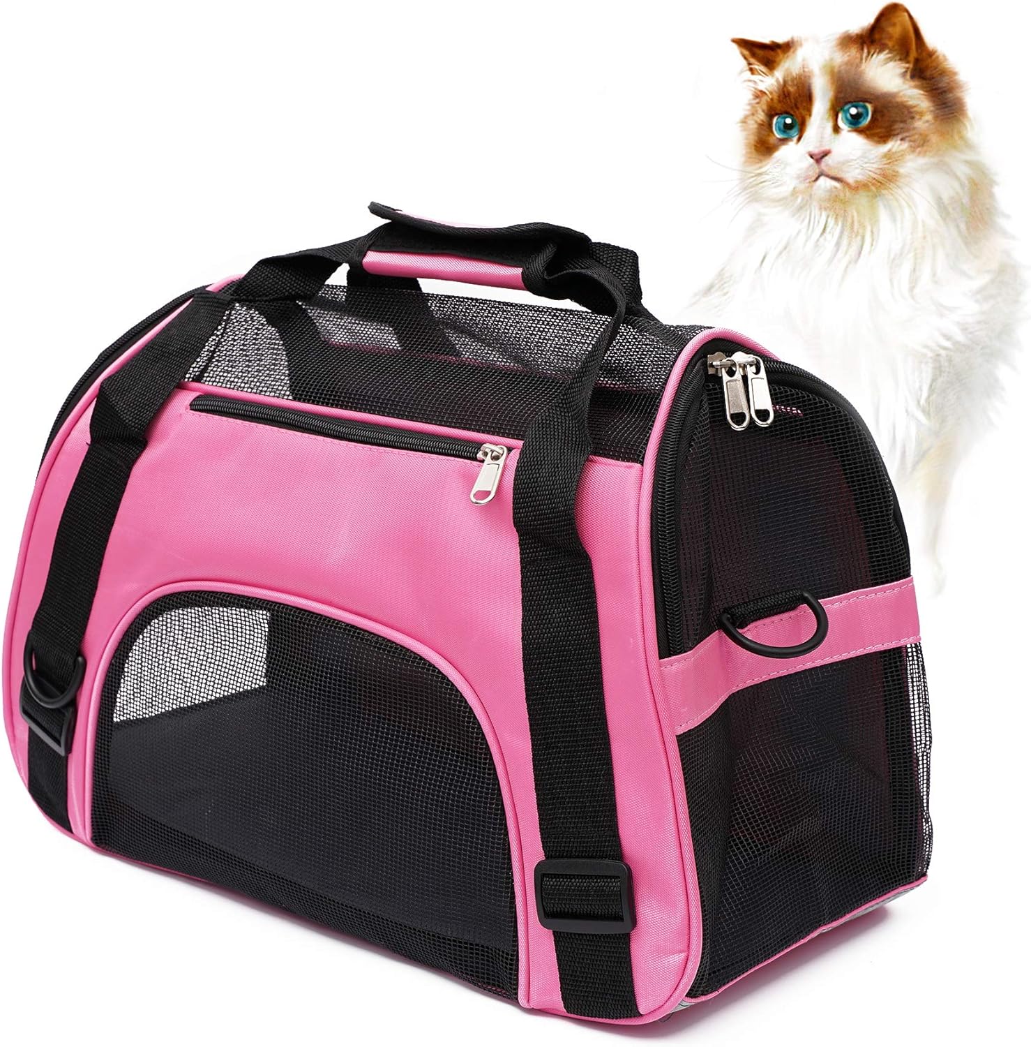 Pet Carrier Soft-Sided Carriers for Cat Carriers Dog Carrier for Small Medium Cats Dogs Puppies Pet Carrier Airline Approved up to 15 Lbs Cat Dog Pet Travel Carrier (Small, Pink)