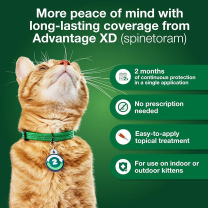 Advantage XD Small Cat Flea Prevention & Treatment For Cats 1.8-9lbs. | 1-Topical Dose, 2-Months of Protection Per Dose