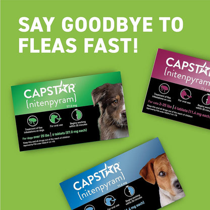 CAPSTAR Oral Flea Treatment for Dogs, Fast Acting Tablets Start Killing Fleas in 30 Minutes, Medium & Large Dogs (Over 25 lbs), 6 Doses