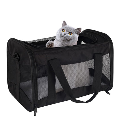 Cat Carrying Case Pet Dog Carrier Soft-Sided Cat Bag Airline Approved, Pet Travel Carrier Up to 15 Lbs, Collapsible Cat Carrier Dog Carrier for Medium Cats Small Cats Dogs(17x11x11 Green)