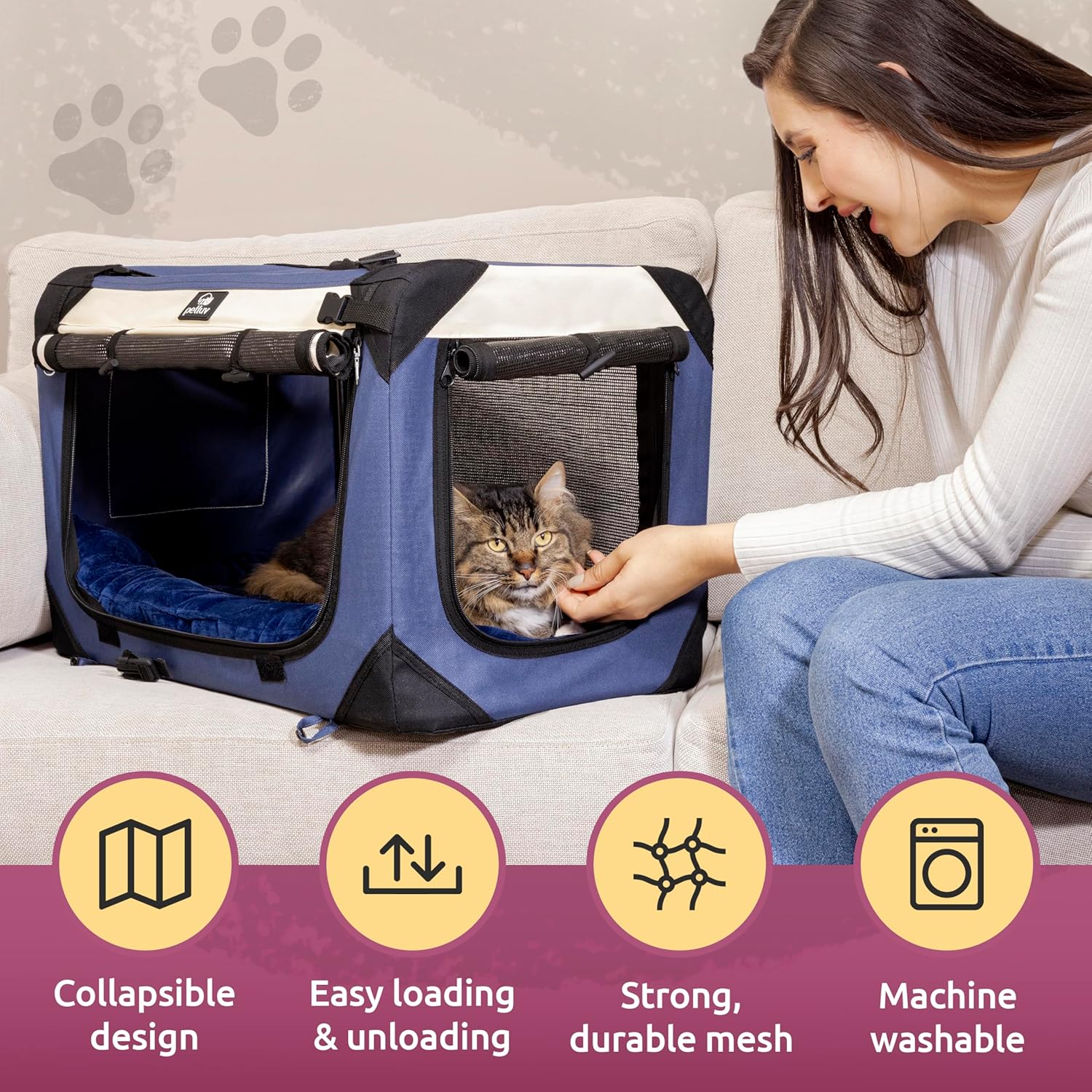 Large Cat Carrier & Dog Carrier for 2 Cats or Medium Dog. Soft Sided Pet Carrier for Travel. Collapsible, Portable Cat Bag with Soft Bed, Top & Side Loading, Locking Zippers, Puppy Crate & Cat Kennel