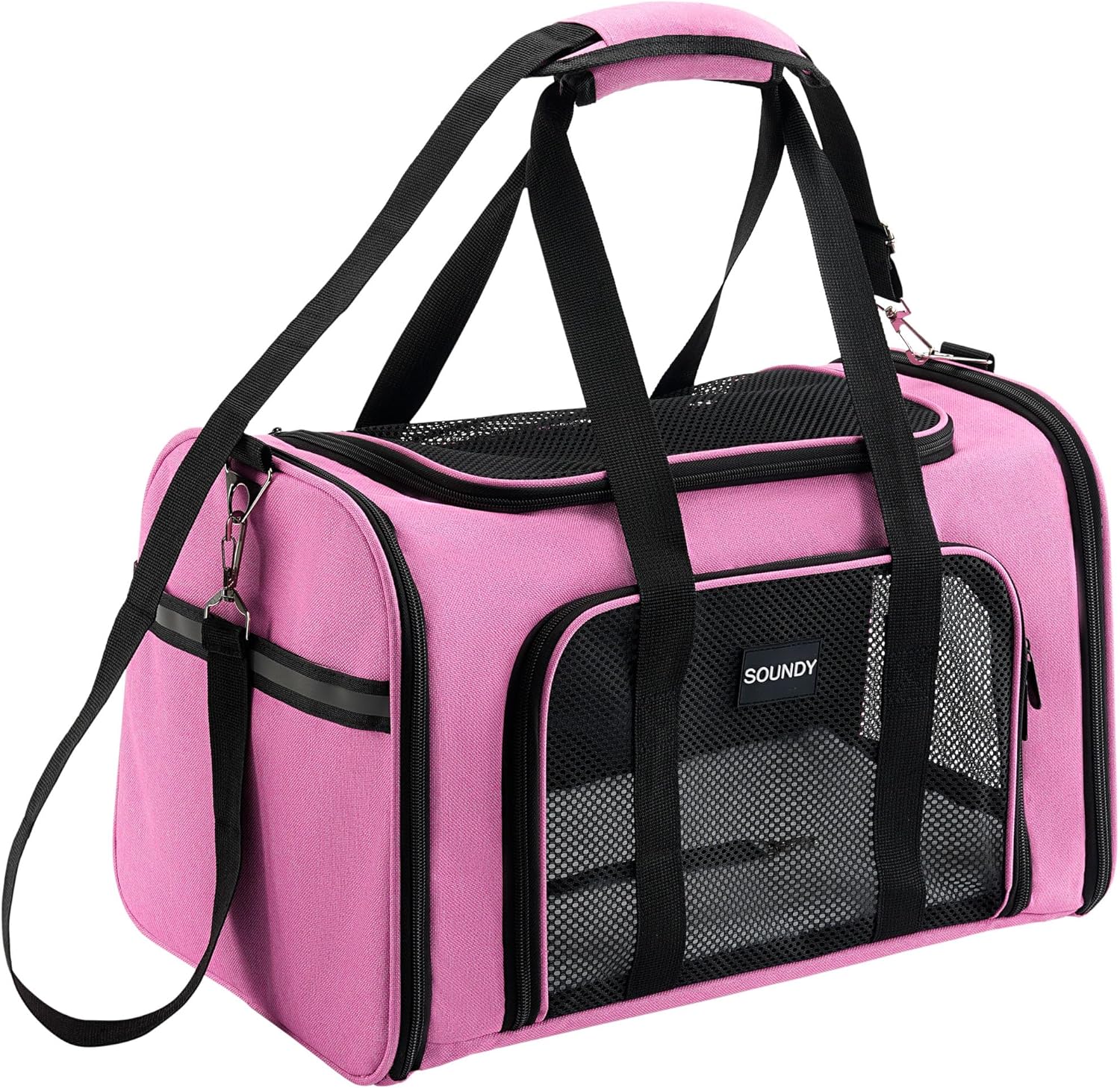 Soundy Dog Carrier Cat Carriers Airline Approved Pet Carrier for Small Medium Dogs Cats Under 15Lbs Puppies Collapsible Soft Sided TSA Travel Puppy Carrier Bag (Medium, Pink)