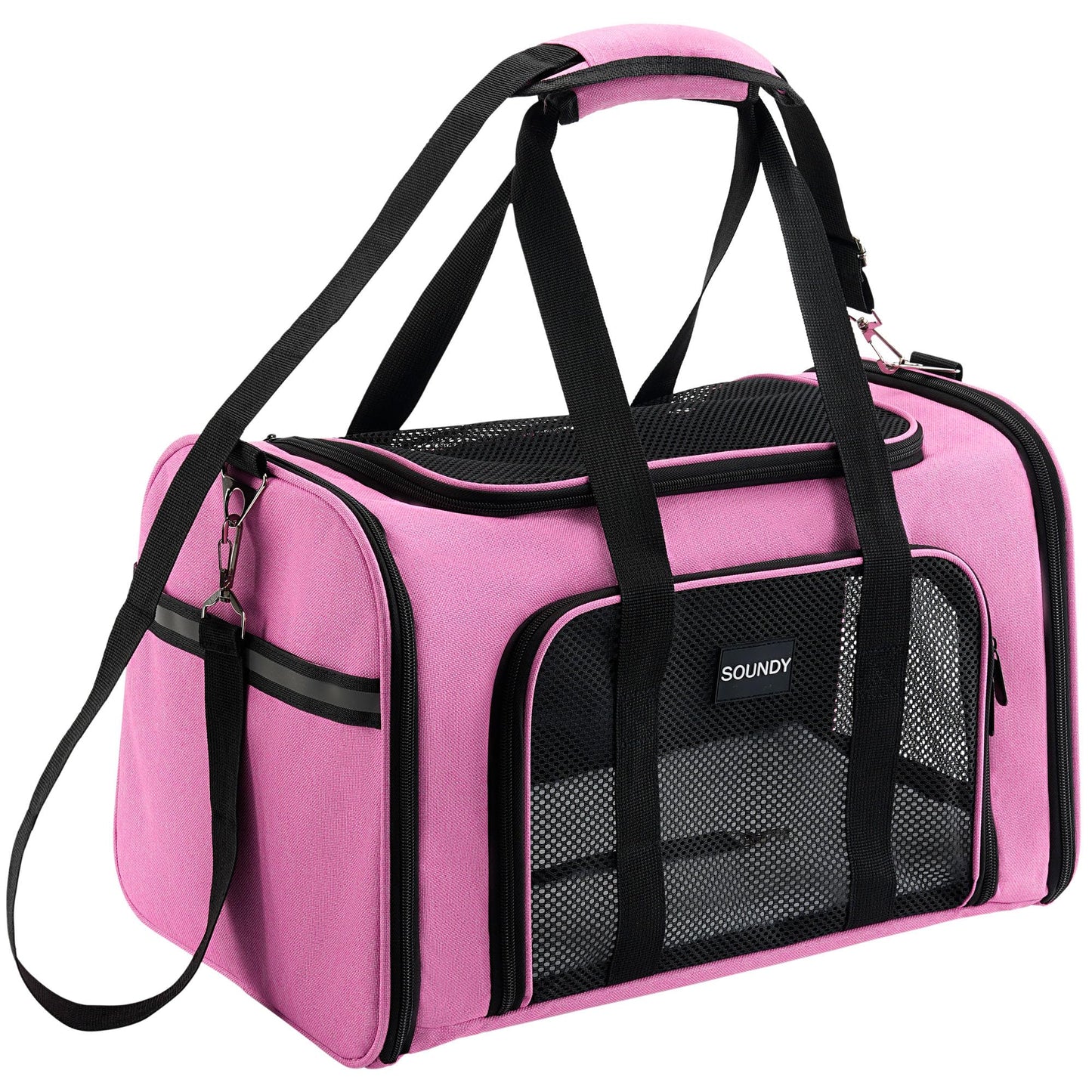 Soundy Dog Carrier Cat Carriers Airline Approved Pet Carrier for Small Medium Dogs Cats Under 15Lbs Puppies Collapsible Soft Sided TSA Travel Puppy Carrier Bag (Medium, Pink)