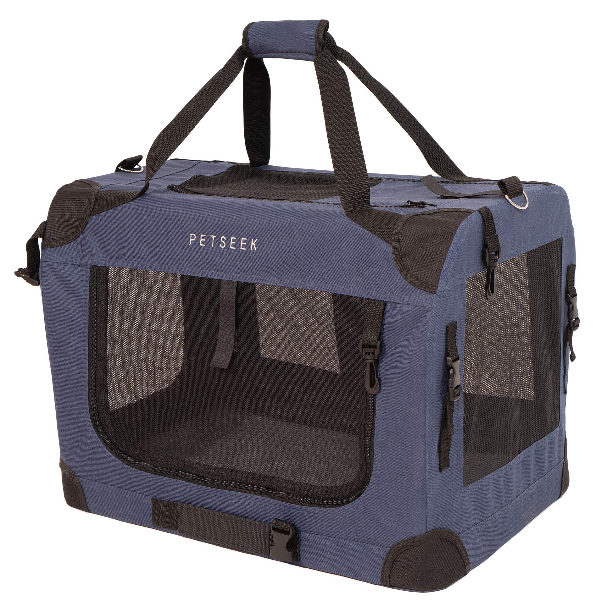 Extra Large Cat Carrier Soft Sided Folding Small Medium Dog Pet Carrier 24"x16.5"x16" Travel Collapsible Ventilated Comfortable Design Portable Vehicle Without Curtain(Basic Grey)