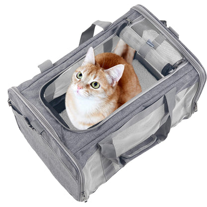 Cat Carrier for Small Cat Pet Carrier for Large and Medium Cat Puppies Portable Cat Carrier Soft Pet Travel Carrier for Cats Cat Bag Carrier Airline Approved Cat Carrier(Large Blue)