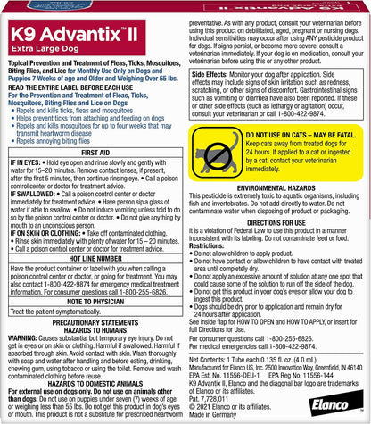 K9 Advantix II XL Dog Vet-Recommended Flea, Tick & Mosquito Treatment & Prevention | Dogs Over 55 lbs. | 1-Mo Supply