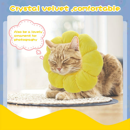 Cat Small Dog Recovery Collar, Cute Sunflower Neck Cone After Surgery, Adjustable Pet E Collar, Wound Healing Protective Cone Surgery Recovery Elizabethan Collars For Small Pets