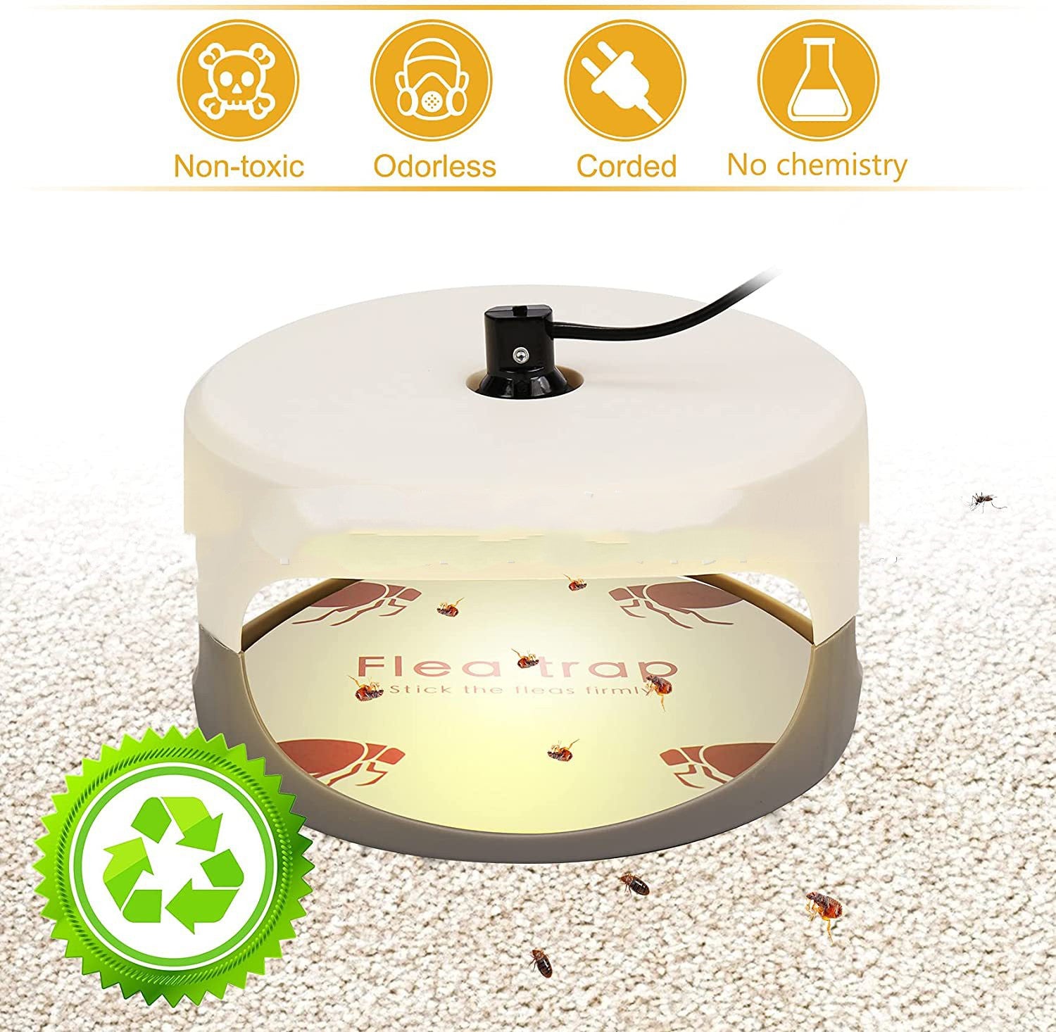 Flea Killer Indoor Bed Bug Trap Pest Control, Non Toxic & Harmless, Friendly to Pets & Kids