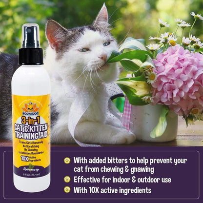 Bodhi Dog 3-in-1 Cat & Kitten Training Aid | Cat Deterrent Spray for Indoor and Outdoor Use | Cat Repellent Spray for Furniture | Establish Boundaries & Keep Cat Off | Made in The USA (8 oz)