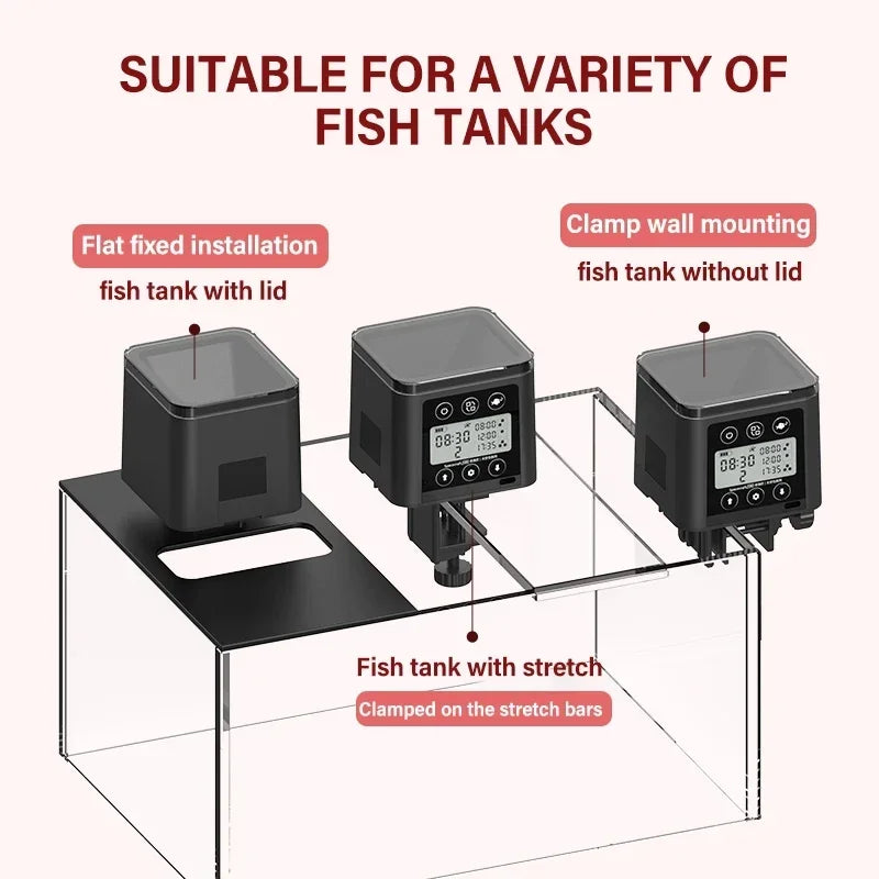 Automatic Fish Feeder LED LCD Screen 120ml/320ml Large Capacity Smart Timing Turtle Fish Tank Auto Feeder