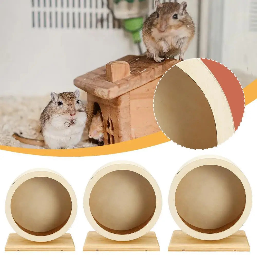 Hamster Wooden Silent Wheel, Small Animal Exercise Wheel Accessories, Quiet Spinner Hamster Running Wheels Prevent Depression Toys for Hamsters, Gerbils, Mice and Other Small Pets