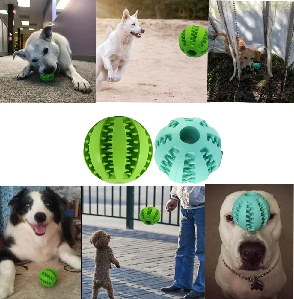 Dog Food Ball Pet Dog Toy Interactive Rubber Balls for Small Large Dogs Puppy Cat Chewing Toys Pet Tooth Cleaning - LukkyDeals